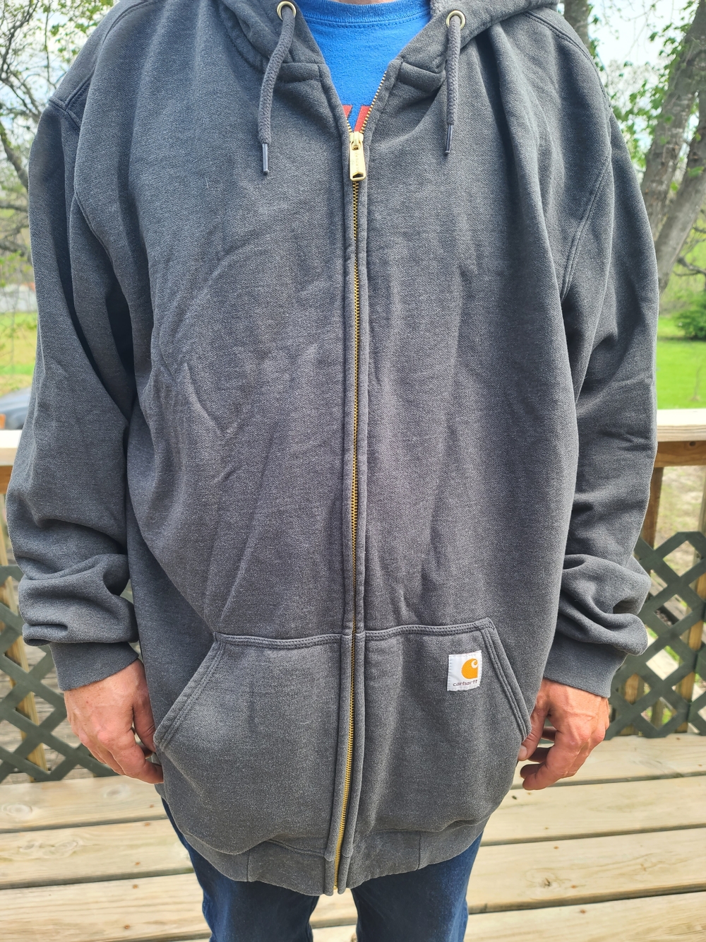 Carhartt Loose Fit Zip Up Jacket in Charcoal Gray. Mens 2XL Tall
